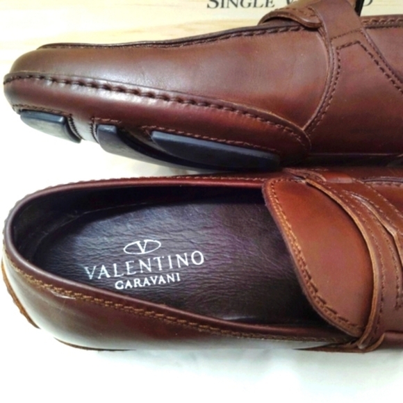 Valentino Garavani Shoes Italian Leather Loafers Brown With Dust Bag US 8 EU 41 - Picture 3 of 16